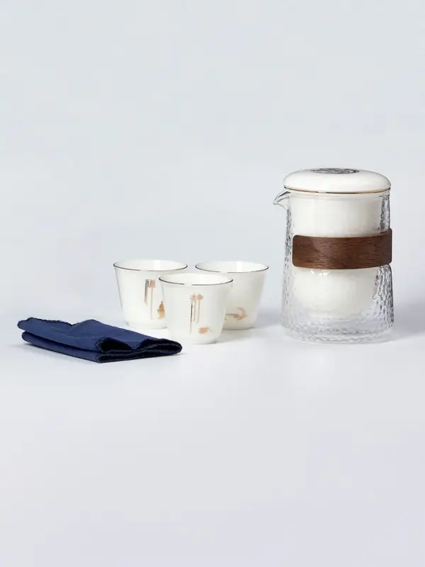 Набор для чайной церемонии ДЖЕКИЧАЙ &laquo;Исуми&raquo;, 5 предметов, на 3 персоны, чашка 50 мл, чайник 180 мл, керамика, белый