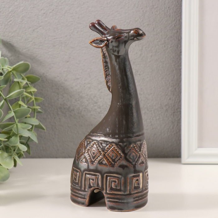 Сувенир керамика "Жираф. Этнические узоры" коричневый 8х5х18,5 см