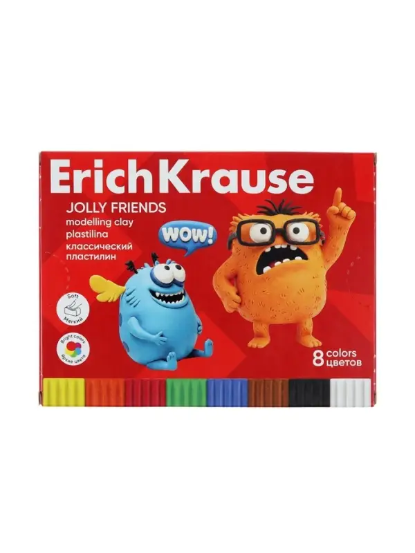 Пластилин 8 цветов, 144 г, ErichKrause «Jolly Friends», со стеком, в картонной упаковке Пластилин 8 цветов, 144 г, ErichKrause «Jolly Friends», со стеком, в картонной упаковке