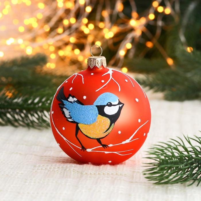 Ёлочный шар d-8 см Ёлочный шар d-8 см "Желтогрудка"