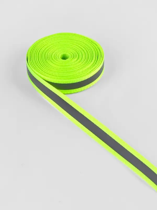 Светоотражающая лента-стропа, 10 мм, 5&plusmn;1 м, салатовая