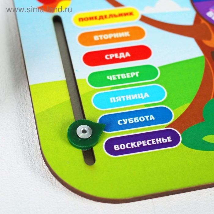 Календарь обучающий «Лесные животные» 27х20 см, с часами, из дерева Календарь обучающий «Лесные животные» 27х20 см, с часами, из дерева