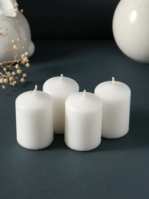 Свеча-цилиндр 4х6 см, 70 гр (набор 4 шт) белый Свеча-цилиндр 4х6 см, 70 гр (набор 4 шт) белый