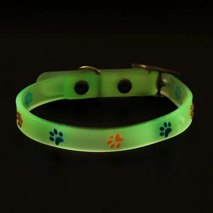 Ошейник, светящийся в темноте, Ошейник, светящийся в темноте, "Яркие следы" (люминесцентный), 30 х 1 см, фиолетово-жёлтый