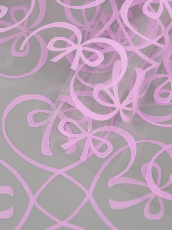 Плёнка для цветов &laquo;Бантики&raquo;, прозрачная/светло- сиреневая, 0.6&times;9.3&plusmn;5% м, 40 мкм, 200 г