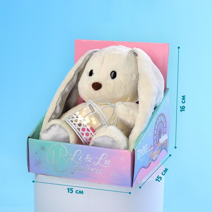 Новогодняя мягкая игрушка «Lu с гирляндой», заяц, 25 см, на новый год Новогодняя мягкая игрушка «Lu с гирляндой», заяц, 25 см, на новый год