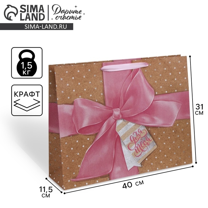 Пакет подарочный крафтовый горизонтальный, упаковка, «Кому‒то особенному», 40 х 31 х 11.5 см Пакет подарочный крафтовый горизонтальный, упаковка, «Кому‒то особенному», 40 х 31 х 11.5 см