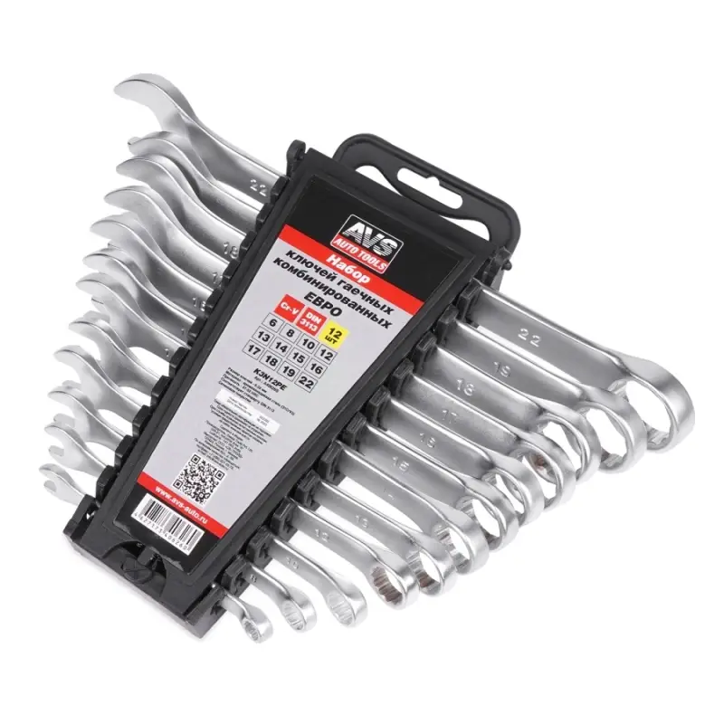 Набор ключей гаечных комбинированных на держателе (6-22 мм) (12 предметов) (ЕВРО) AVS K3N12PE