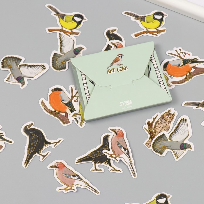 Наклейки для творчества Наклейки для творчества "Городские и лесные птицы" тиснение золото набор 48 шт 9х7х0,8 см