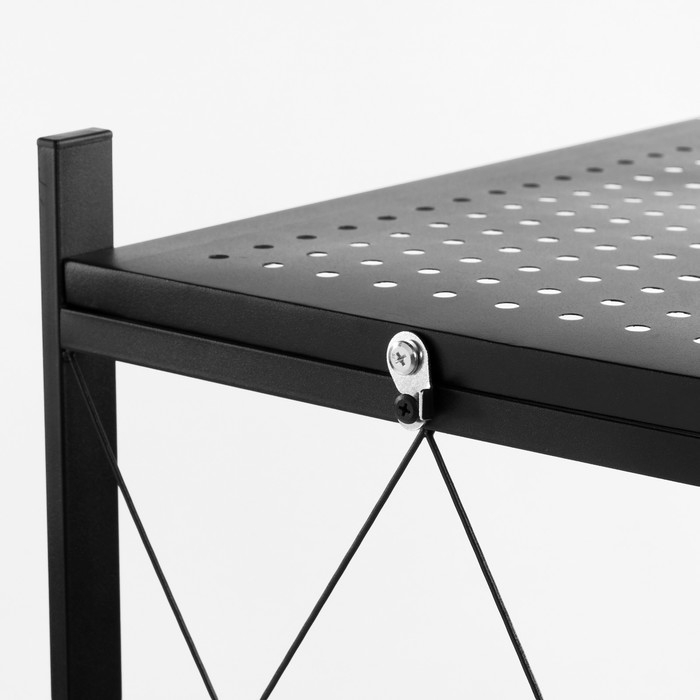 Стеллаж складной на колесах, 5 полок, 72×36×162,5см, цвет чёрный матовый