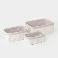 Корзины для хранения Nature whitel, прямоугольные, 3 шт.: от 22&times;12&times;8 см до 30&times;20&times;12 см, белые