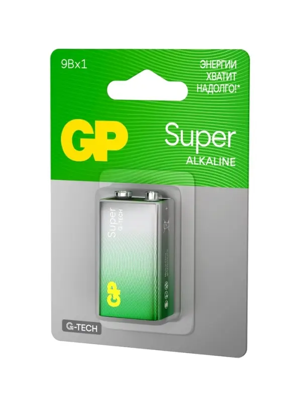 Батарейка алкалиновая GP Super, 6LR61 (6LF22, MN1604)-1BL, 9 В, крона, блистер, 1 шт.