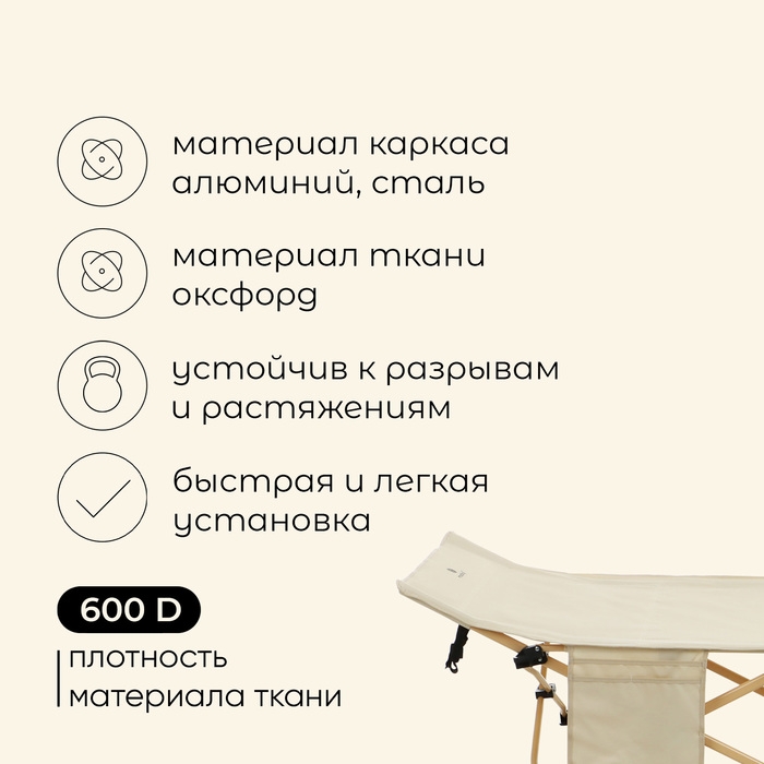 Раскладушка maclay, складная, 190 х 71 х 38 см, до 120 кг, цвет бежевый Раскладушка maclay, складная, 190 х 71 х 38 см, до 120 кг, цвет бежевый