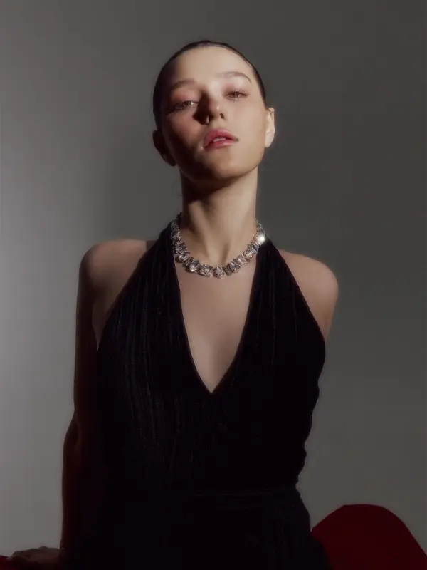 Колье &laquo;Драгоценность&raquo;, геометрия, белое в серебре, 32 см