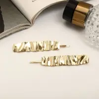 Невидимка для волос «Стиль», набор 2 шт., прямой, 6 см, золото