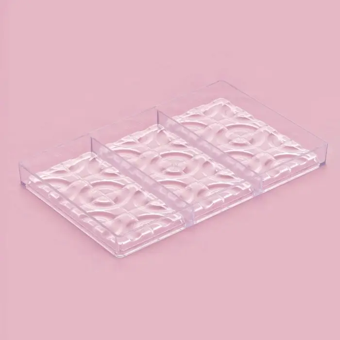 Форма для шоколада KONFINETTA &laquo;Плитка с колечками&raquo;, 27.5&times;17.5&times;2.5 см, 3 ячейки 15.3&times;7.5&times;0.8 см, пластик, прозрачная