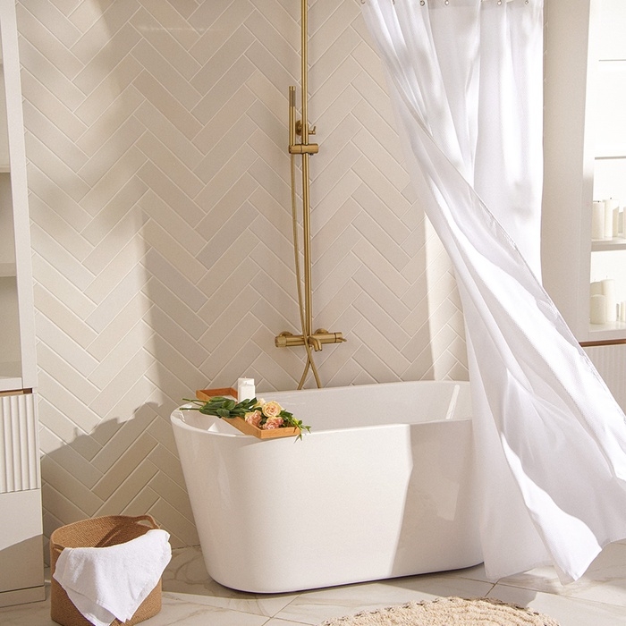 Штора для ванной SL Home, с люверсами, полиэстер, 200×200 см, белая Штора для ванной SL Home, с люверсами, полиэстер, 200×200 см, белая