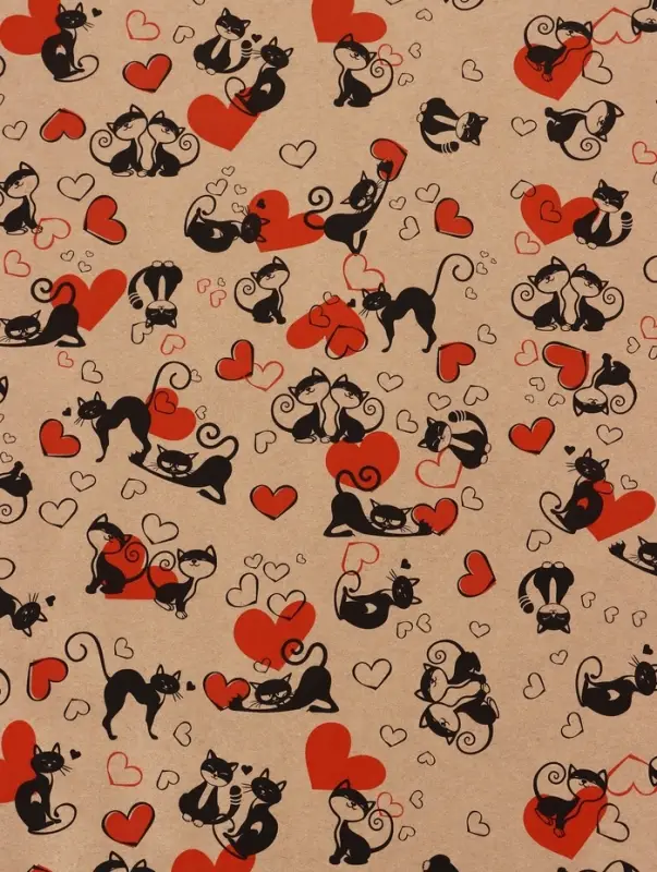 Бумага упаковочная крафт «Ля Мур», черный/красный, 0.72×10 м, 60±5% г