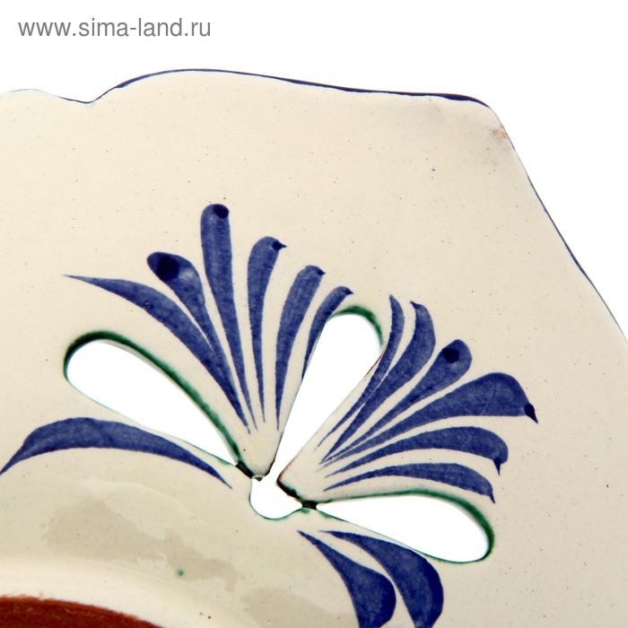 Фруктовница Риштанская Керамика  Фруктовница Риштанская Керамика "Цветы", 27 см, синее, рифлёное, овальное