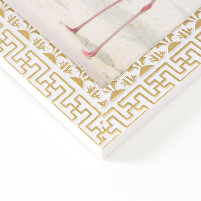 Фоторамка пластик 13х18 см Фоторамка пластик 13х18 см "Греческие узоры" золото на белом 21,5х16,5 см