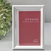 Фоторамка для фото 10х15 см "Oframe", пластик, серебряный, (пластиковый экран)