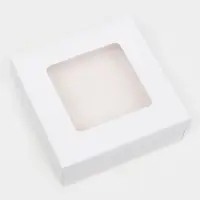 Коробка подарочная складная, упаковка, крышка - дно, с окном, белая, 15&times;15&times;5 см