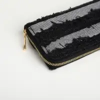 Кошелёк женский на молнии, 20&times;2&times;10 см, джинсовый, в полоску, чёрный