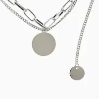 Кулон &laquo;Цепь&raquo;, звенья, 2 нити, цвет серебро, 42 см