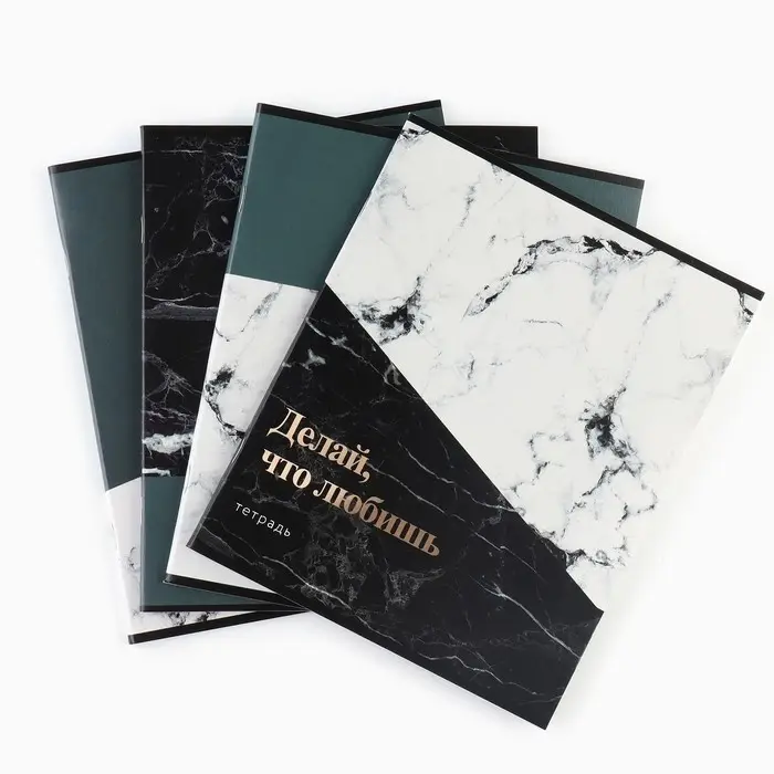 Тетрадь в клетку, 36 л., А5, на скрепке, блок №1 &laquo;Мрамор. Фразы&raquo; МИКС