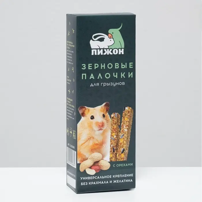 Зерновые палочки  Зерновые палочки "Пижон" для грызунов, с орехами, 2 шт, 90 г