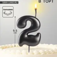 Свеча в торт &laquo;Мокрый асфальт&raquo;, цифра 2