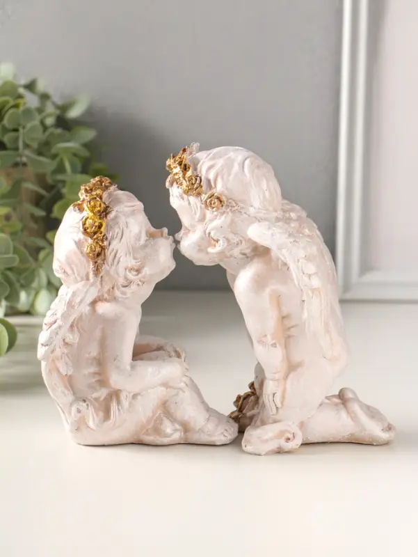 Фигура полистоун "Ангелочки целуются" 16х17х10 см