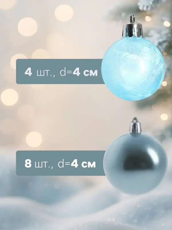 Ёлочные игрушки &laquo;Традиция&raquo;, шары новогодние, набор 20 шт., d=4 см, голубой