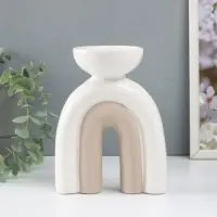 Подсвечник керамика на 1 свечу &laquo;Медуза&raquo;, песочно-белый, 13.5&times;8.7&times;18 см