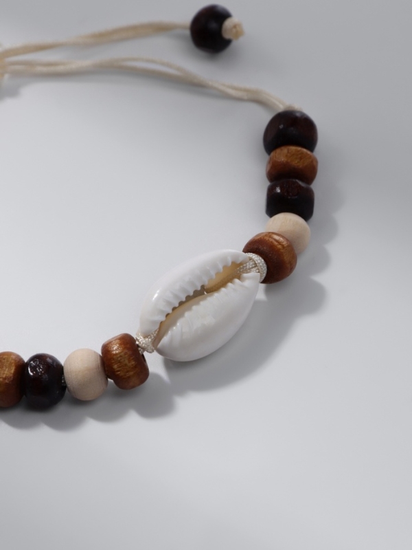 Браслет ассорти на нити «Ракушка», бусины, цвет бежево-коричневый