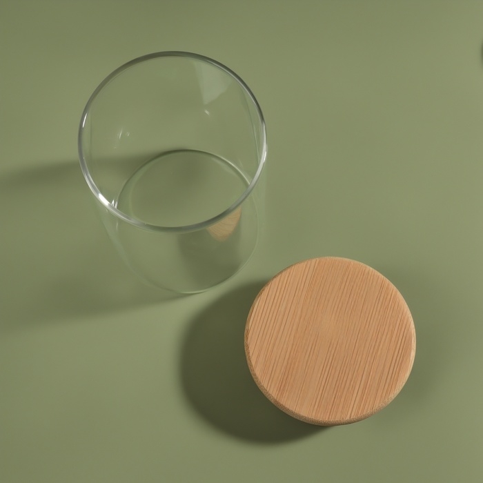 Органайзер для хранения ватных палочек «BAMBOO», с крышкой, d 6,5 × 10 см, в картонной коробке, цвет прозрачный/коричневый Органайзер для хранения ватных палочек «BAMBOO», с крышкой, d 6,5 × 10 см, в картонной коробке, цвет прозрачный/коричневый