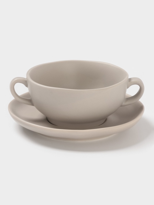 Бульонница Magistro  Бульонница Magistro "Potter" 255мл 15х2 цвет светло-серый с блюдцем