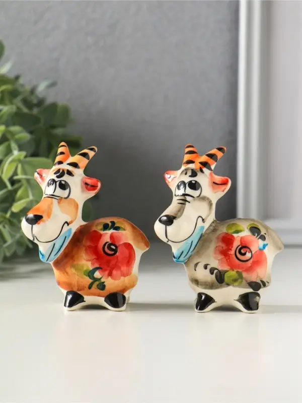 Фигурка фарфор &laquo;Козлик Паша&raquo;, 8.5 см, гжель, цветная, МИКС