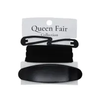 Набор для волос QF &laquo;Авиталь&raquo;, 3 резинки 6 см, заколка - автомат 9 см, 2 заколки 4.5 см, чёрный