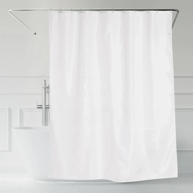 Штора для ванной жаккард Charlotte 180x200см с пр. кольцами, цв.белый 68904