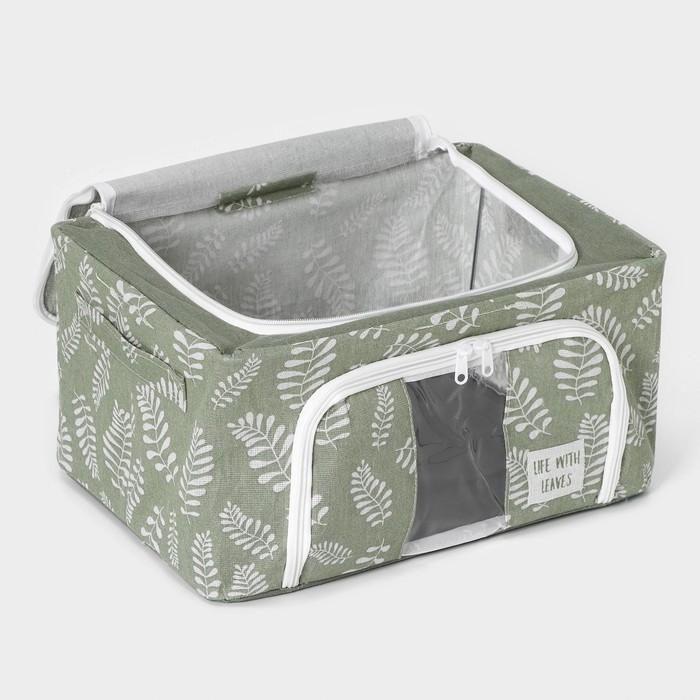 Кофр для хранения вещей Доляна Leaves, 39×29×20 см, 24 литра, цвет зелёный Кофр для хранения вещей Доляна Leaves, 39×29×20 см, 24 литра, цвет зелёный