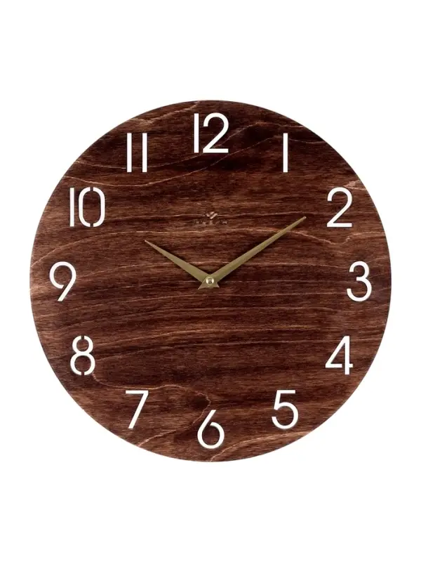 Часы настенные, интерьерные, бесшумные, d=35 см, дерево, коричневые