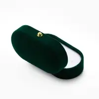 Футляр бархатный под серьги/ кольца/запонки, &laquo;Овал вытянутый&raquo; 7.5&times;4, цвет зелёный, вставка белая