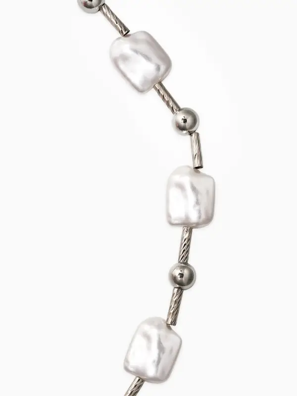 Бусы "Жемчуг" майорика прямоугольник, цвет белый в серебре