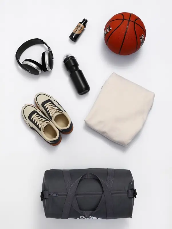 Сумка спортивная на молнии TEXTURA, с подкладкой, длинный ремень, с принтом, маленький размер, серая