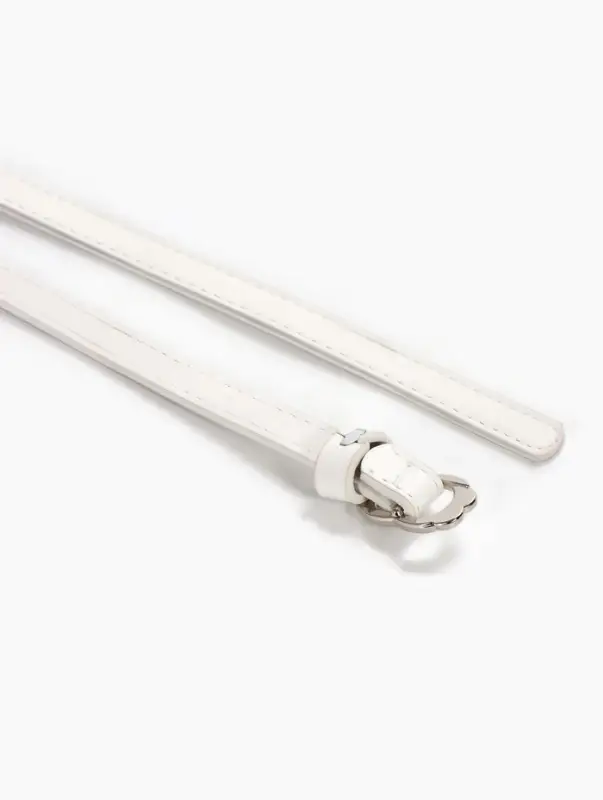 Ремень женский, узкий, 1.4&times;105 см, металлическая пряжка, белый