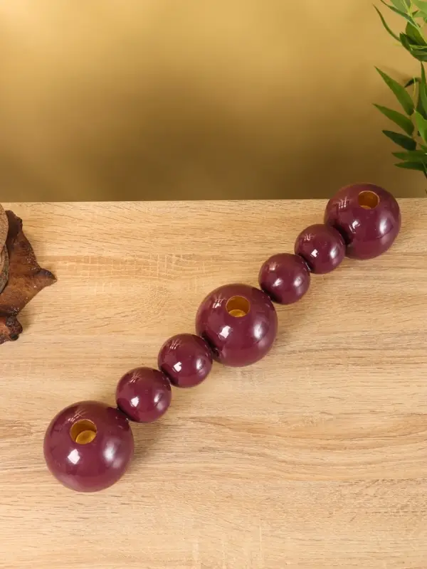 Подсвечник на 3 свечи «Бусы», с 7 сферами, 44×8×8 см, баклажановый Подсвечник на 3 свечи «Бусы», с 7 сферами, 44×8×8 см, баклажановый