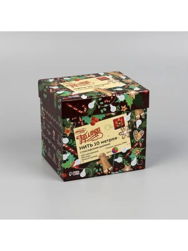 Гирлянда &laquo;Нить&raquo; 10 м с насадками &laquo;Шарики 1.5 см&raquo;, IP44, тёмная нить, 100 LED, свечение мульти (RG/RB), мигание, 220 В