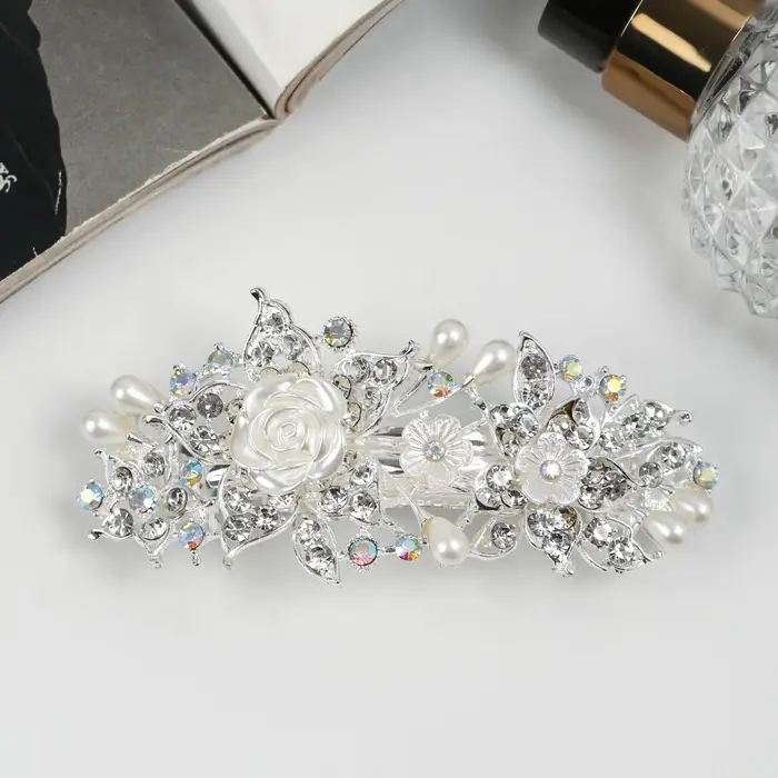 Заколка - автомат для волос &laquo;Озлем&raquo;, цветы, 9 см