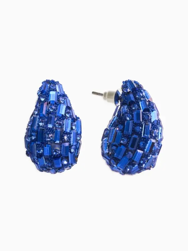 Серьги со стразами &laquo;Блеск&raquo; капля, цвет синий